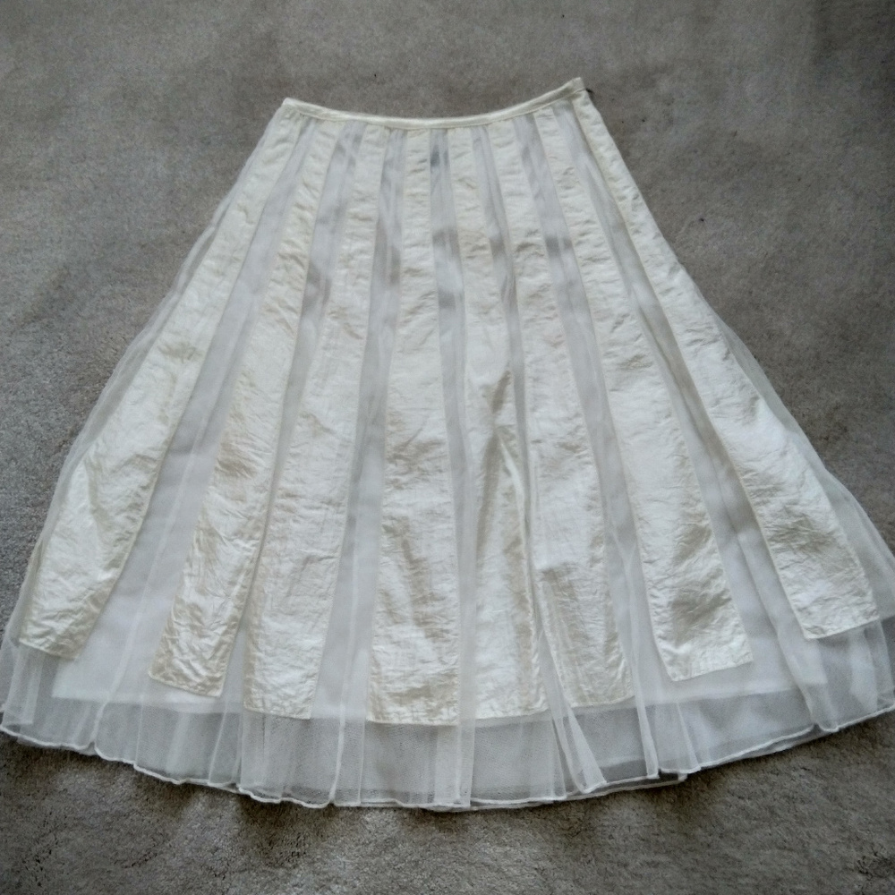 Satin and tulle festive skirt cream S